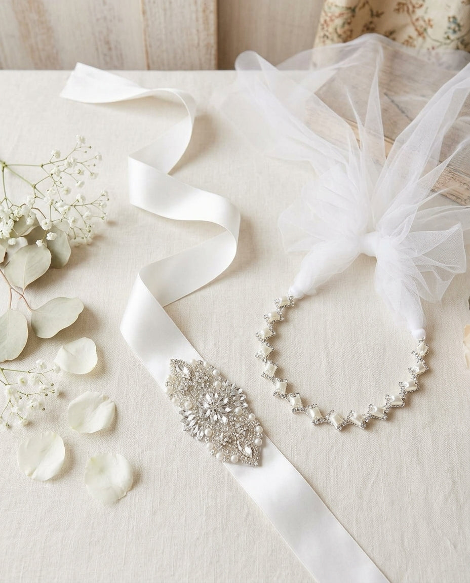 Baby Rhinestone & Pearl Headband, Angel Bow Rhinestone Headband