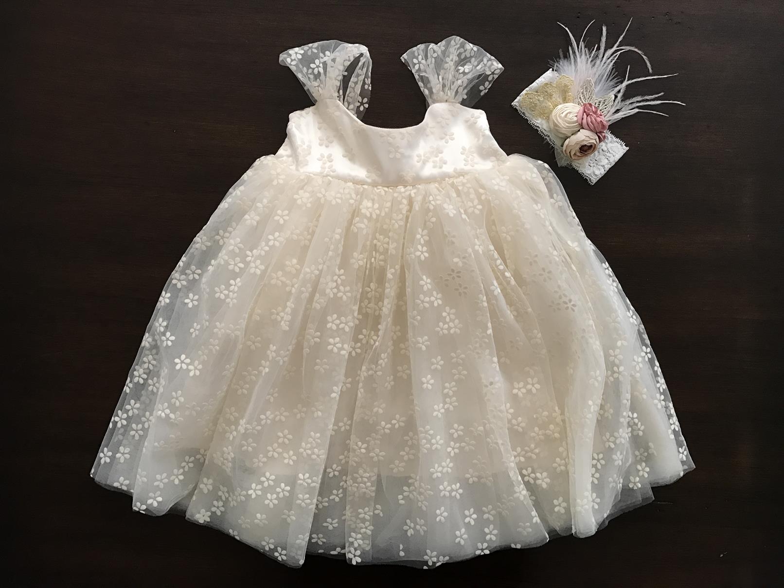 Baby Girl Tulle Dress with Headband – Baby Fleurs Bonbon