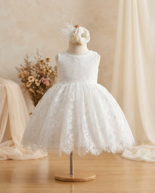 Baptism Lace Dress with Headband