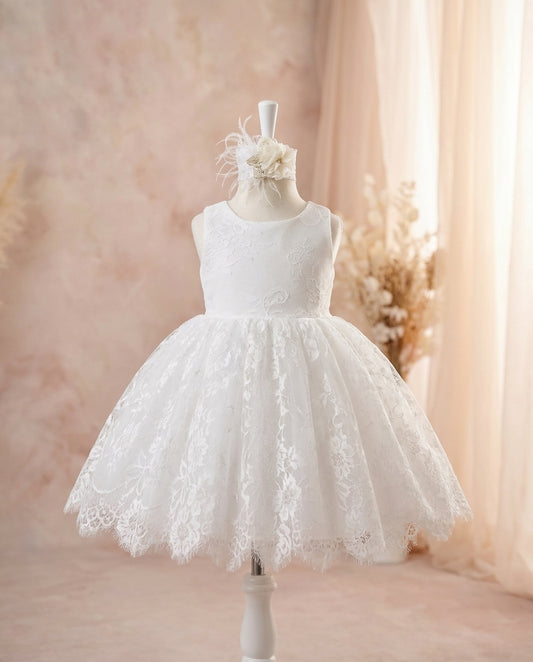 Baptism Lace Dress with Headband