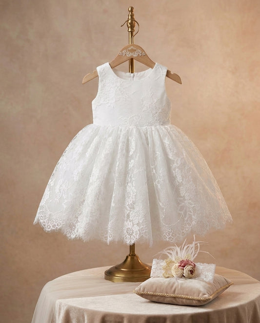 Baptism Lace Dress with Headband