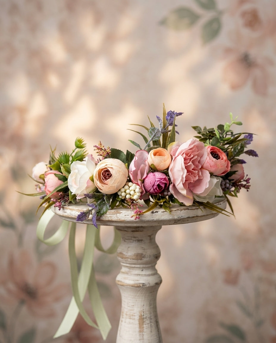 Flower Girl Creamy Pastels Head Wreath, Toddler Flower Crown