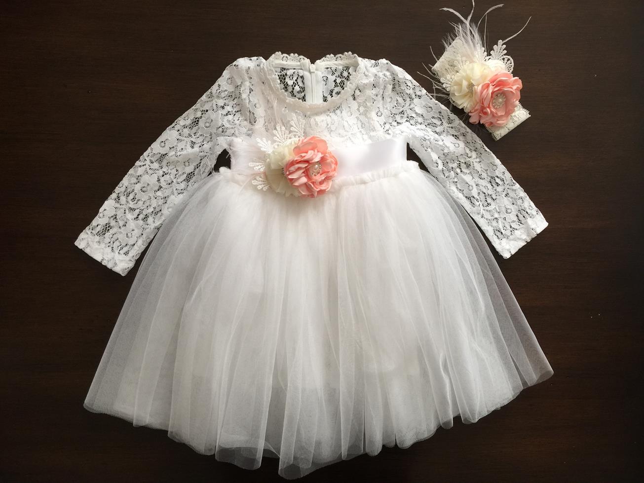 Baptismal dress, festive dress + headband, set 4 pcs. 