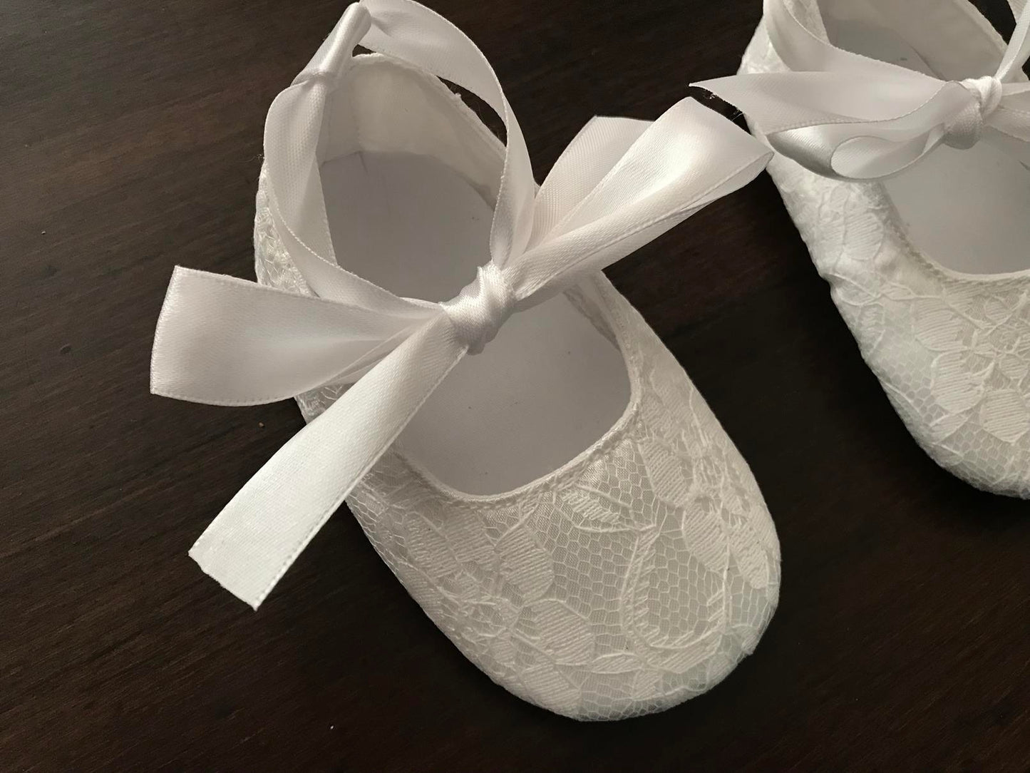 Baby Girl White Crib Shoes, French White Baby Girl Lace Shoes