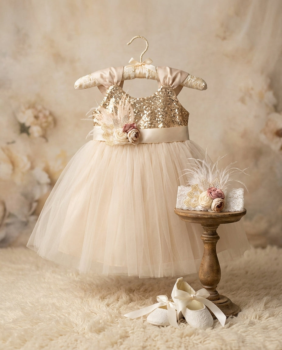 Gold Sequins Princess Flower Girl Dress – Baby Fleurs Bonbon