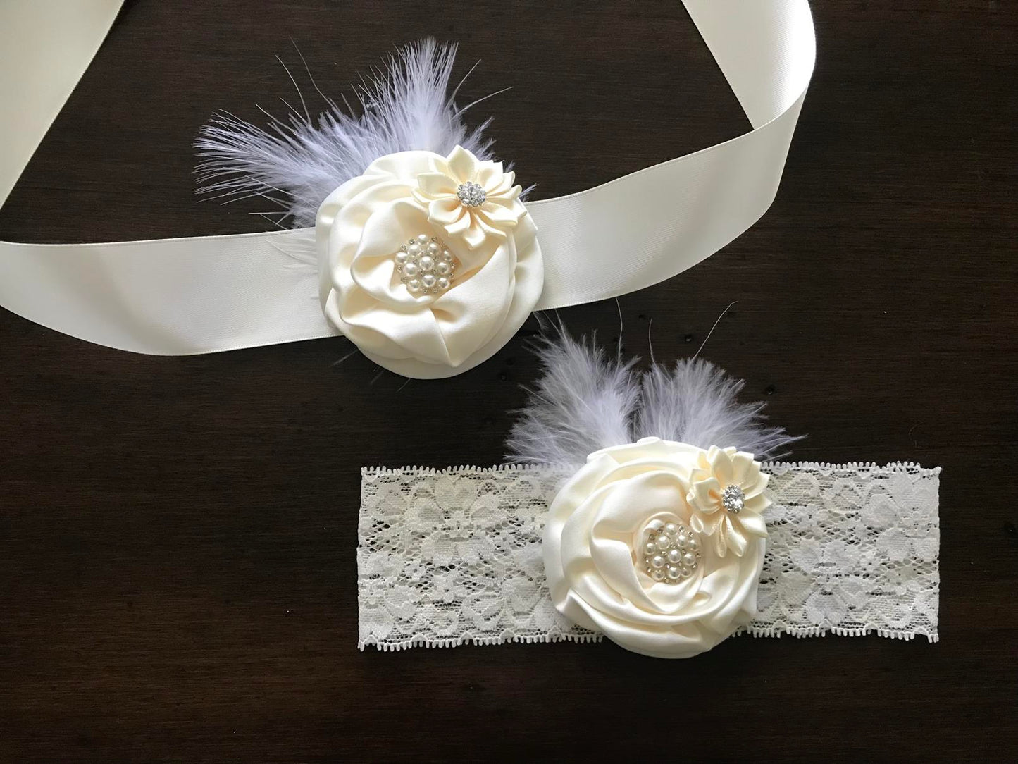 Ivory Baptism Headband with Rhinestone