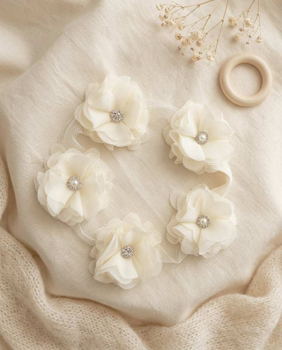 Ivory Christening Flower Headband for Baby Girl