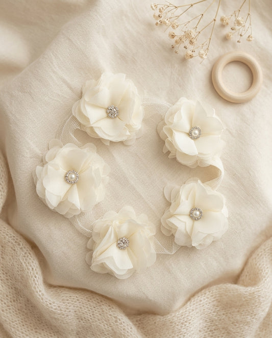 Ivory Christening Flower Headband for Baby Girl