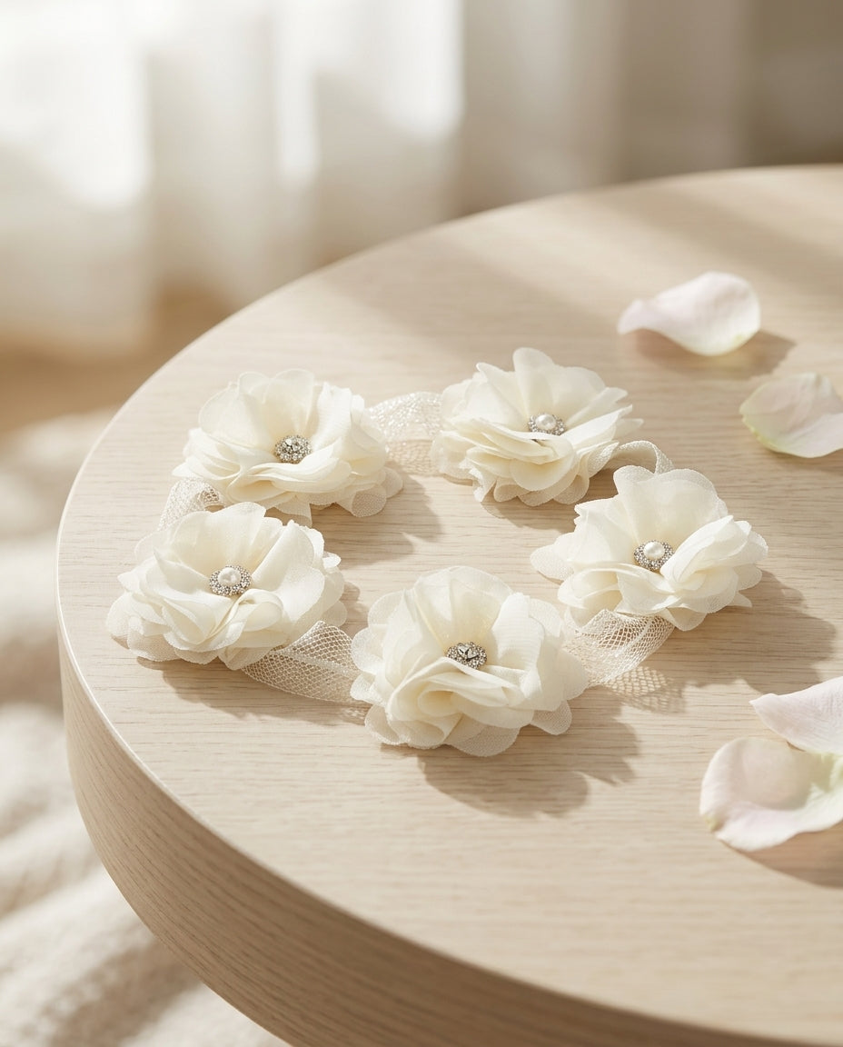 Ivory Christening Flower Headband for Baby Girl