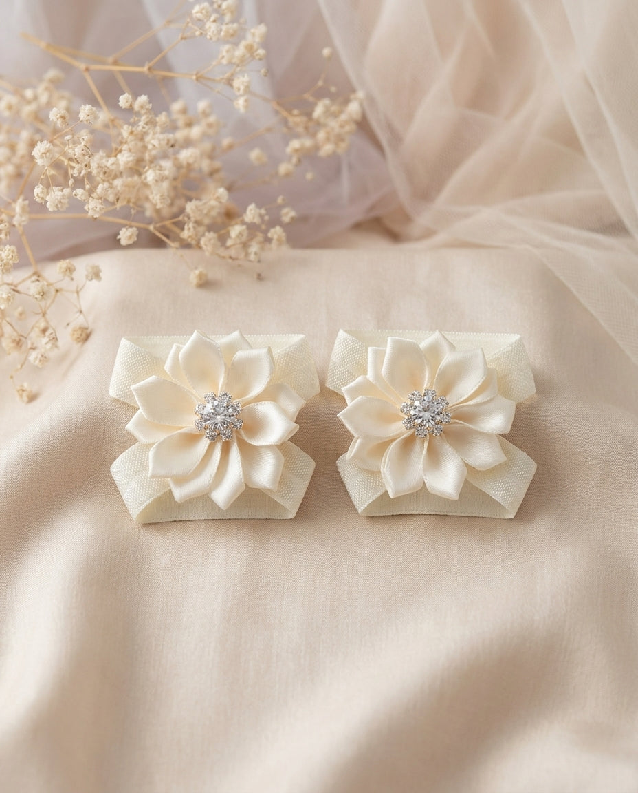 Ivory Baby Baptism Headband, Sash & Barefoot Sandals