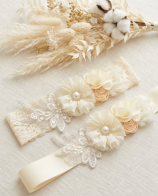 French White and Ivory Baptism Headband & Sash