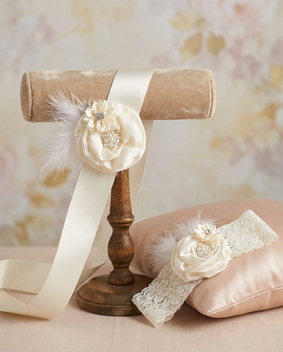Ivory Baptism Headband with Rhinestone