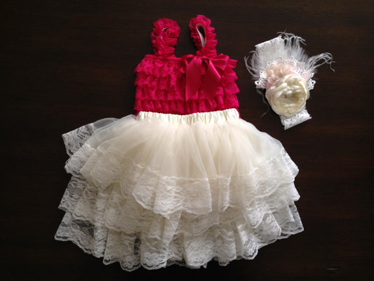 Lace Romper and Fluffy Lace Skirt with Headband
