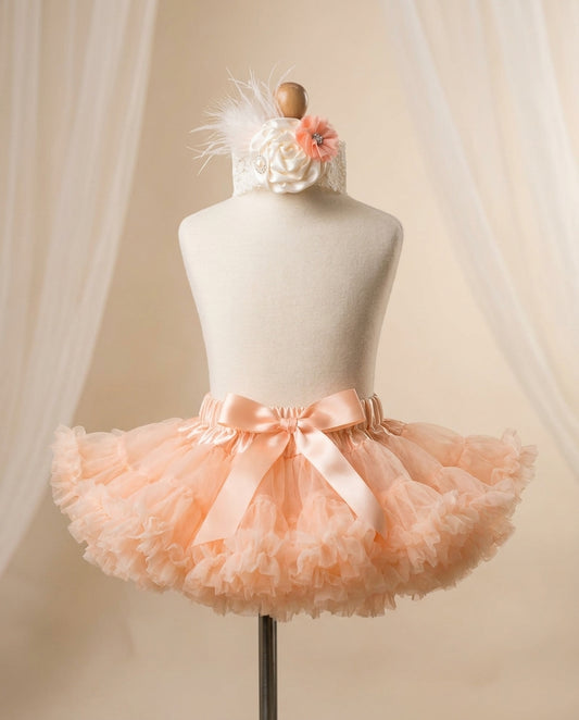Peach Blush Fluffy Baby Petti Skirt and Headband