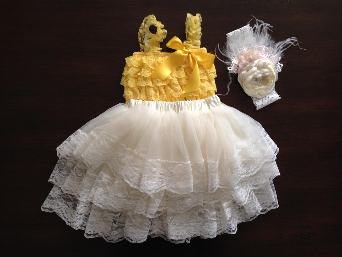 Vintage Lace Romper and Fluffy Lace Skirt with Headband