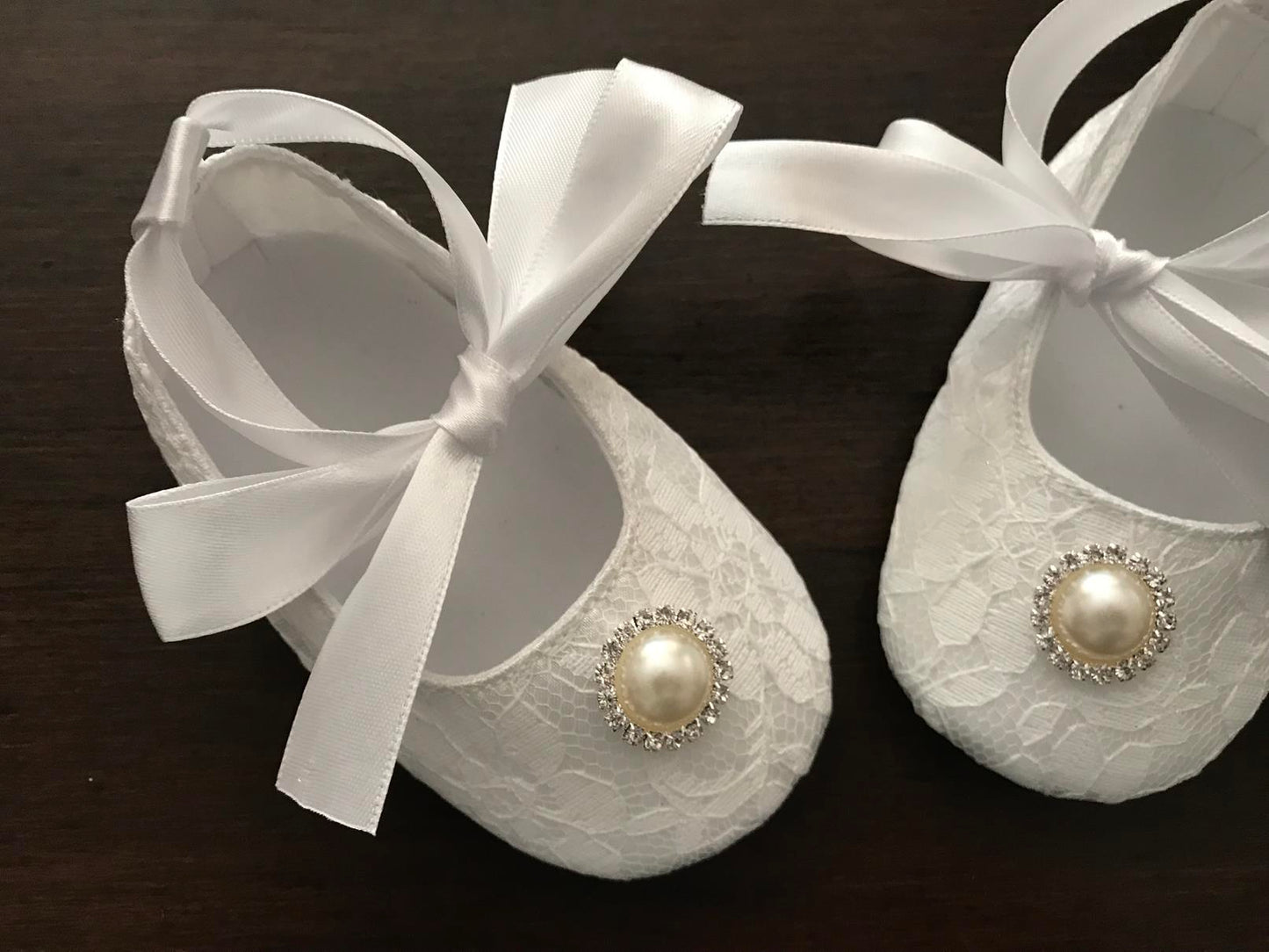 Baby Girl Christening Shoes with Pearl