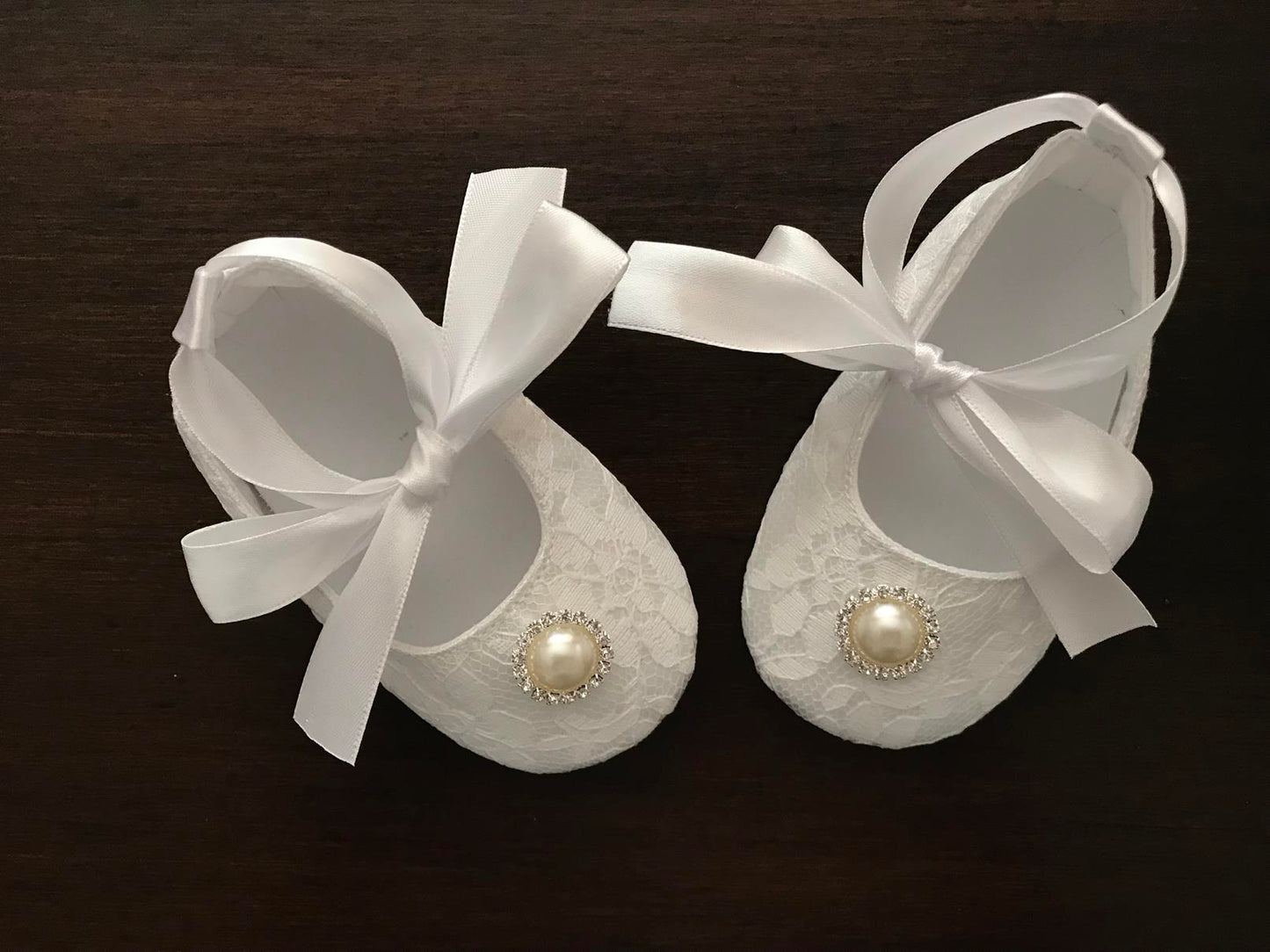 Baby Girl Christening Shoes with Pearl