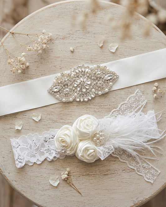 White and Ivory Baby Baptism Rosette Headband, Sash, and Barefoot Sandals