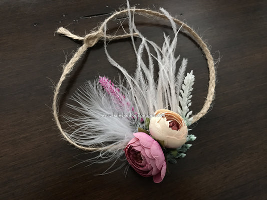 Vintage Flower Baptism Headband