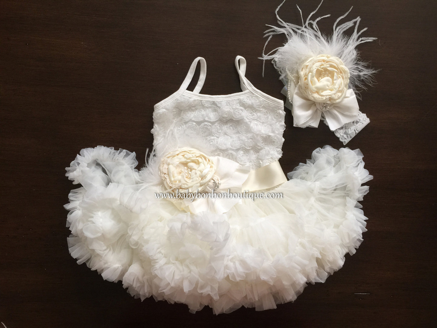 Ivory Baptism Tutu Dress, Ivory Flower Girl Dress, Baby Ballerina