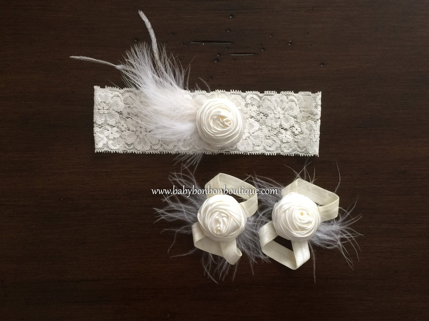Baby Baptism Headband and Barefoot Sandals