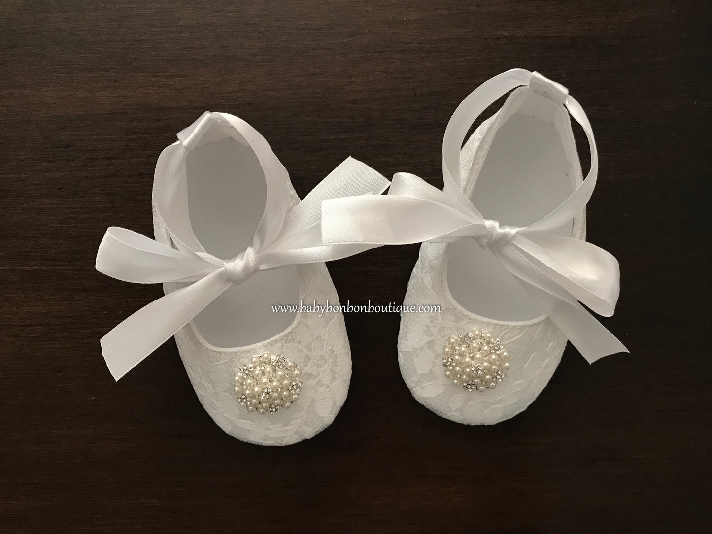 Baby Girl Christening Shoes, Pearls & Rhinestones