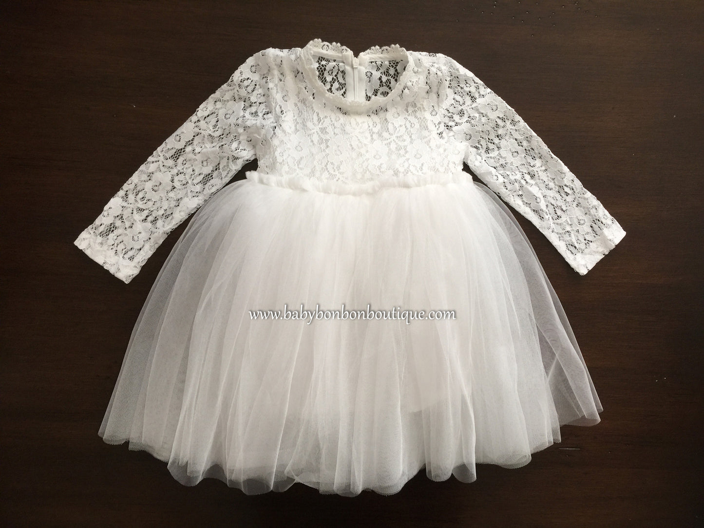 French White Ballerina Baptism Dress