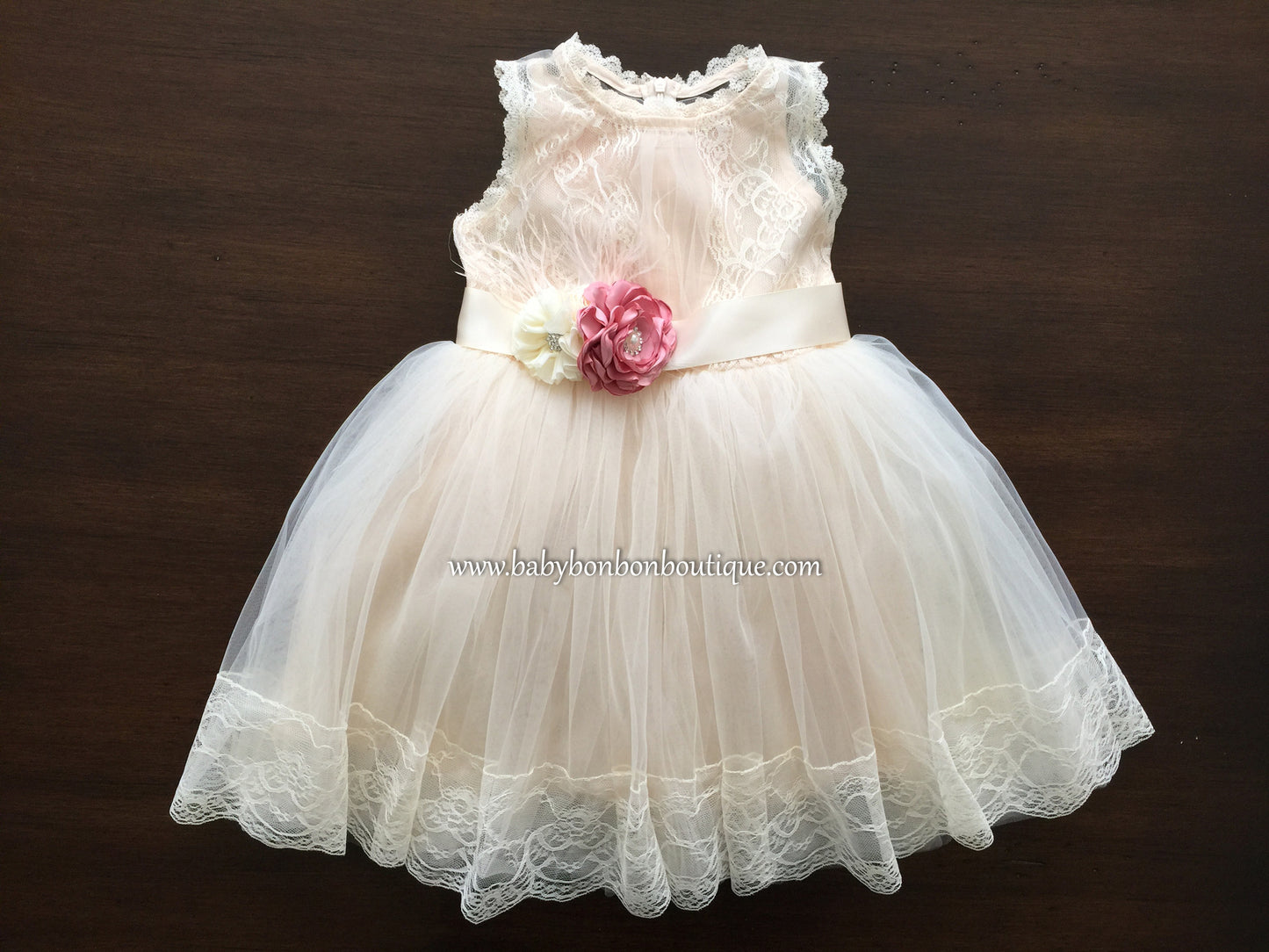 Baby Baptism Lace Dress, French Flower Girl Dress