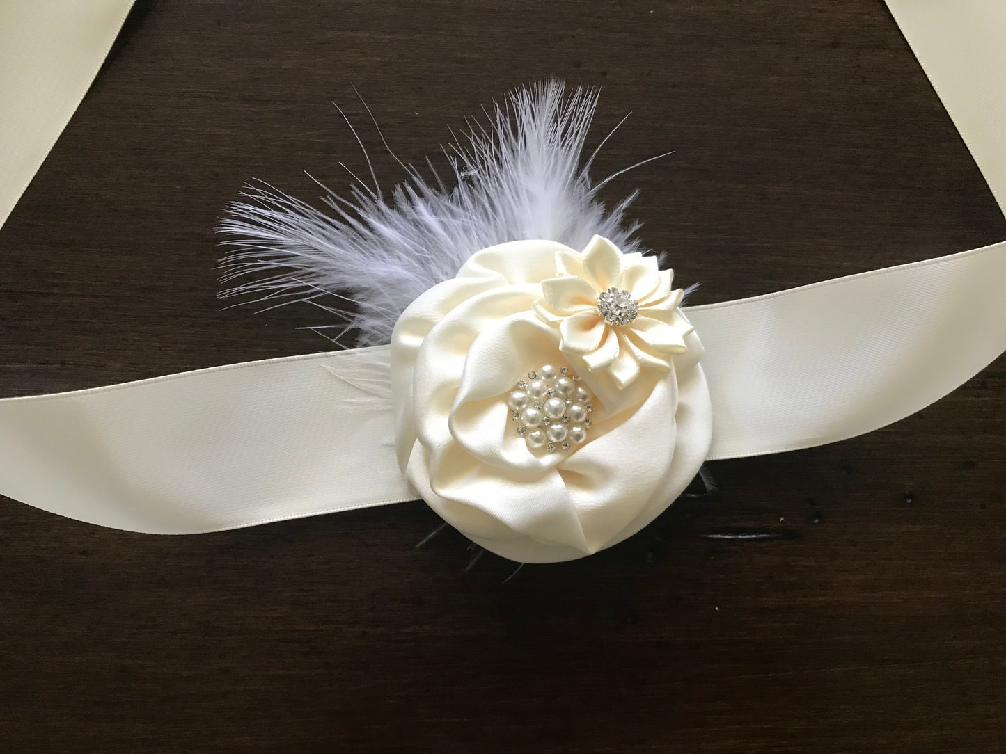 Ivory Baptism Headband with Rhinestone