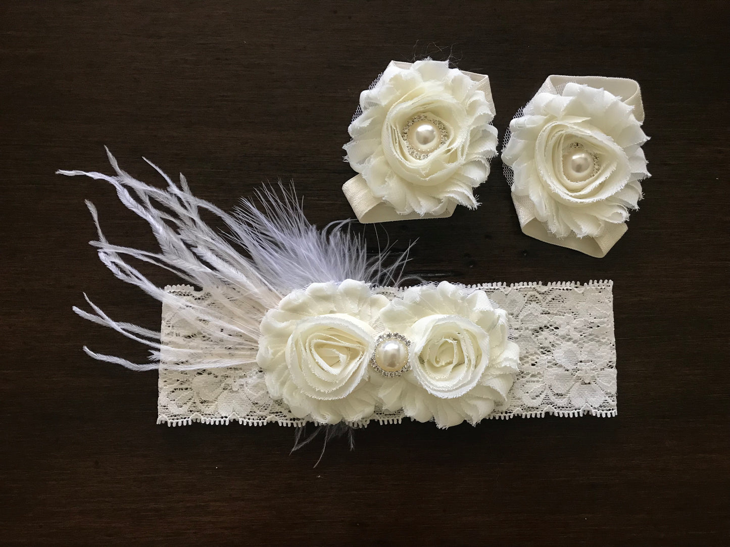 Ivory Baptism Headband and Sandals