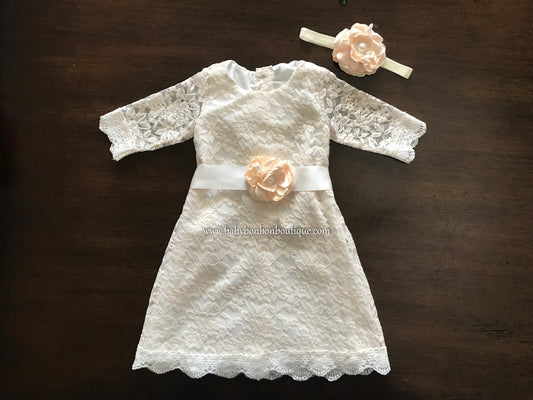 Bell Lace Dress with Headband and Sash