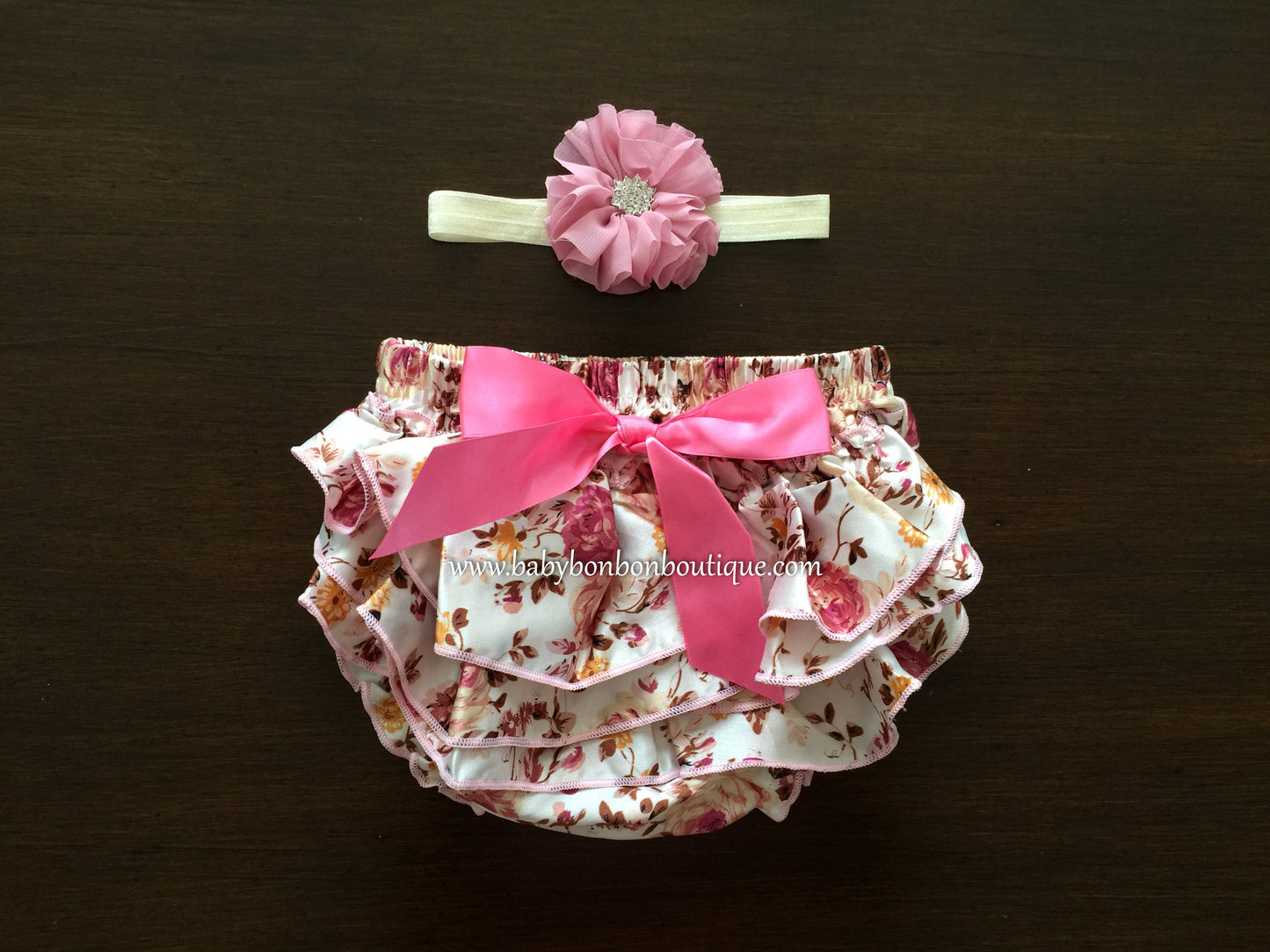 Pink Bloomers, Baby Diaper Covers & Headband Set