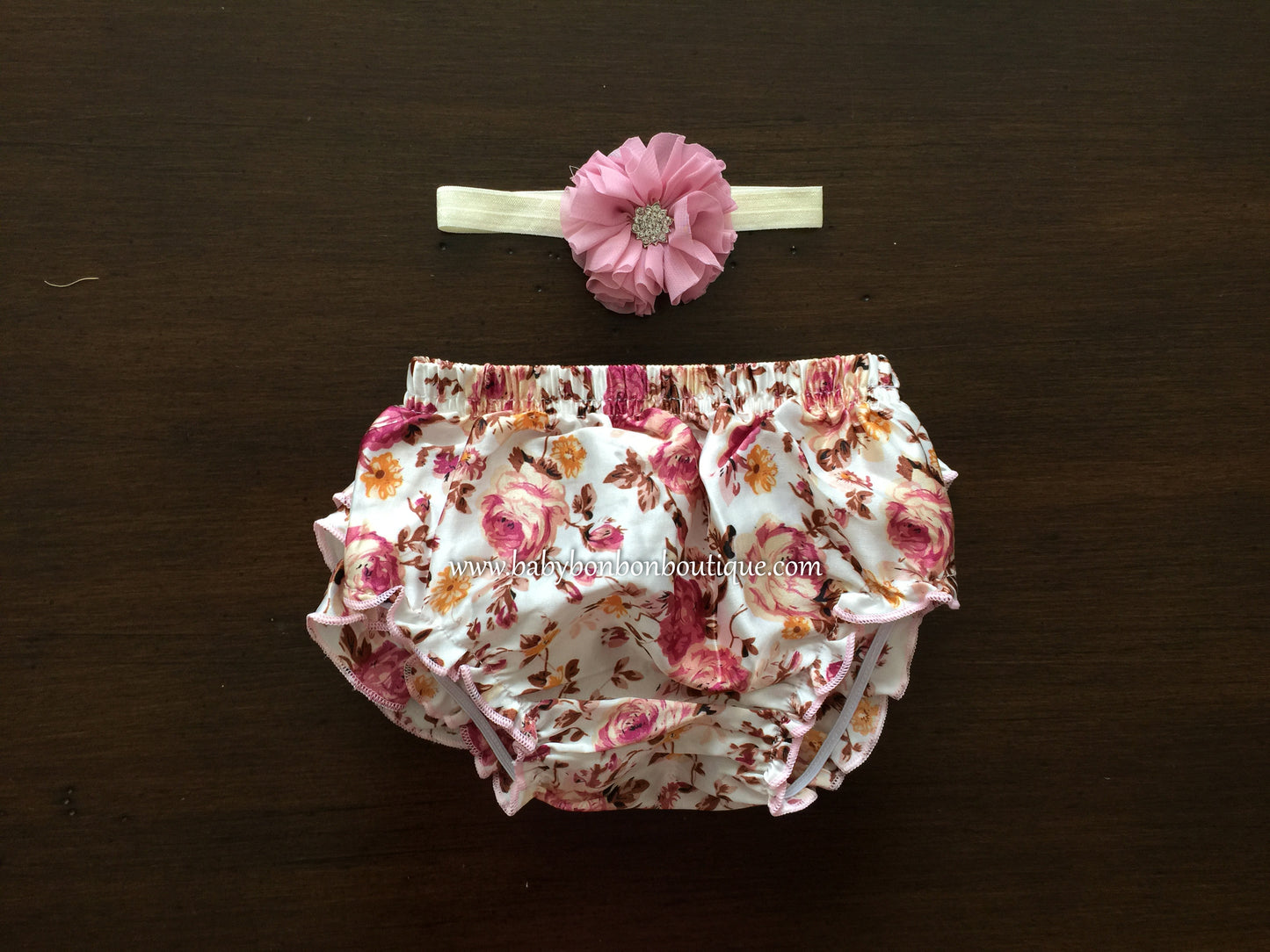 Pink Bloomers, Baby Diaper Covers & Headband Set