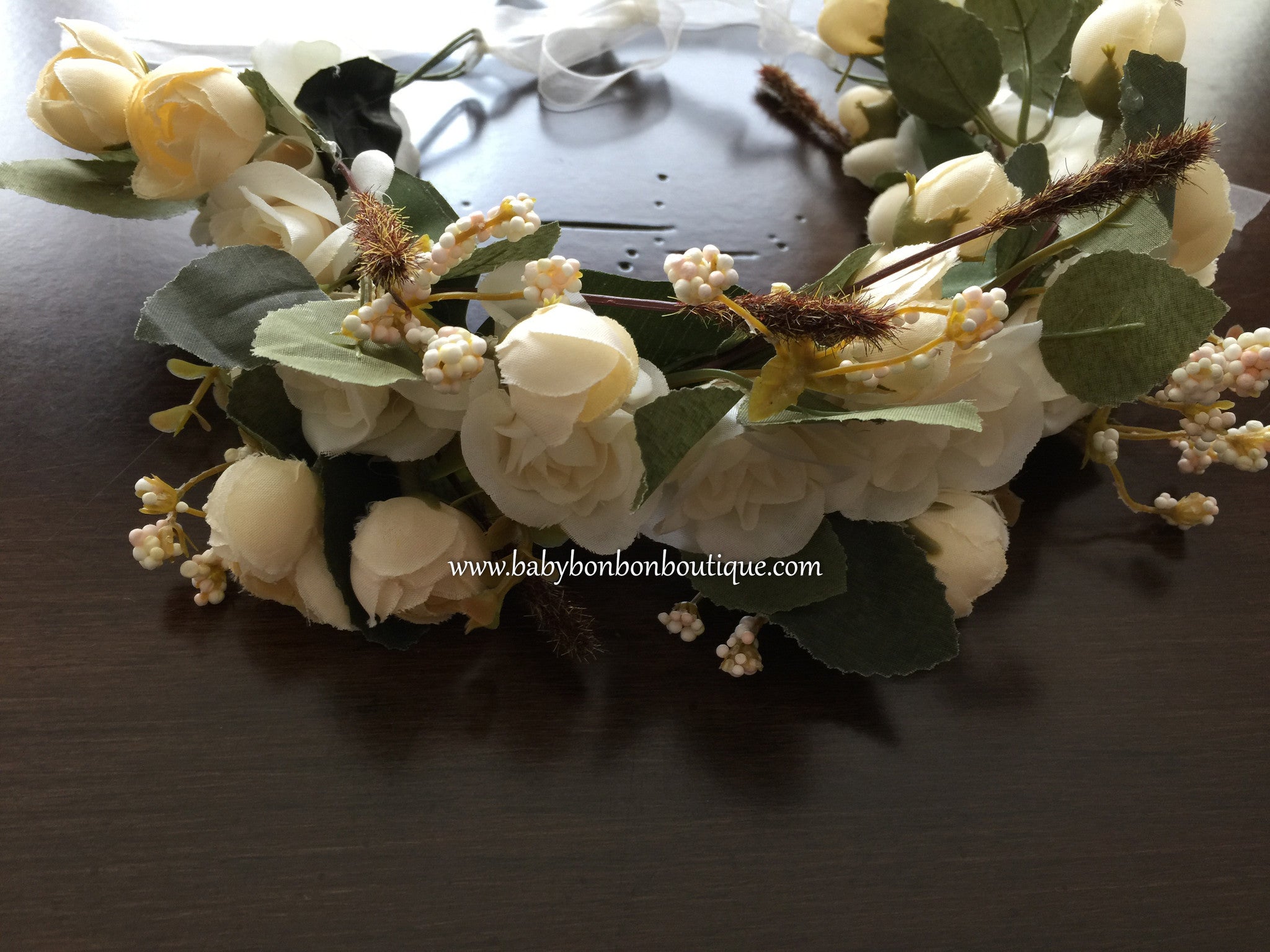 Amazon.com : Daddasprincess Flower Girl Crown Burgundy Bride Headband  Wedding Hair Wreath Women Headpiece (Peach and Ivory) : Beauty & Personal  Care