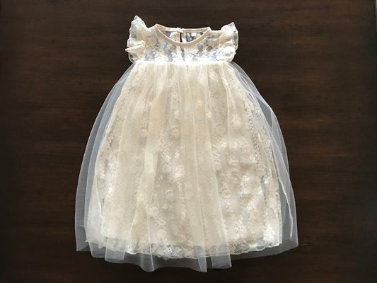 Vintage Ivory Lace Baptism Dress