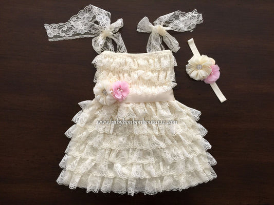 Baby Girl Ivory Lace Dress, Baby Flower Girl