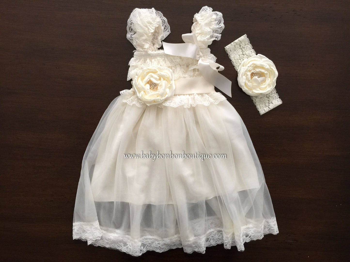 Ivory French Tunic Baptism Dress – Baby Fleurs Bonbon