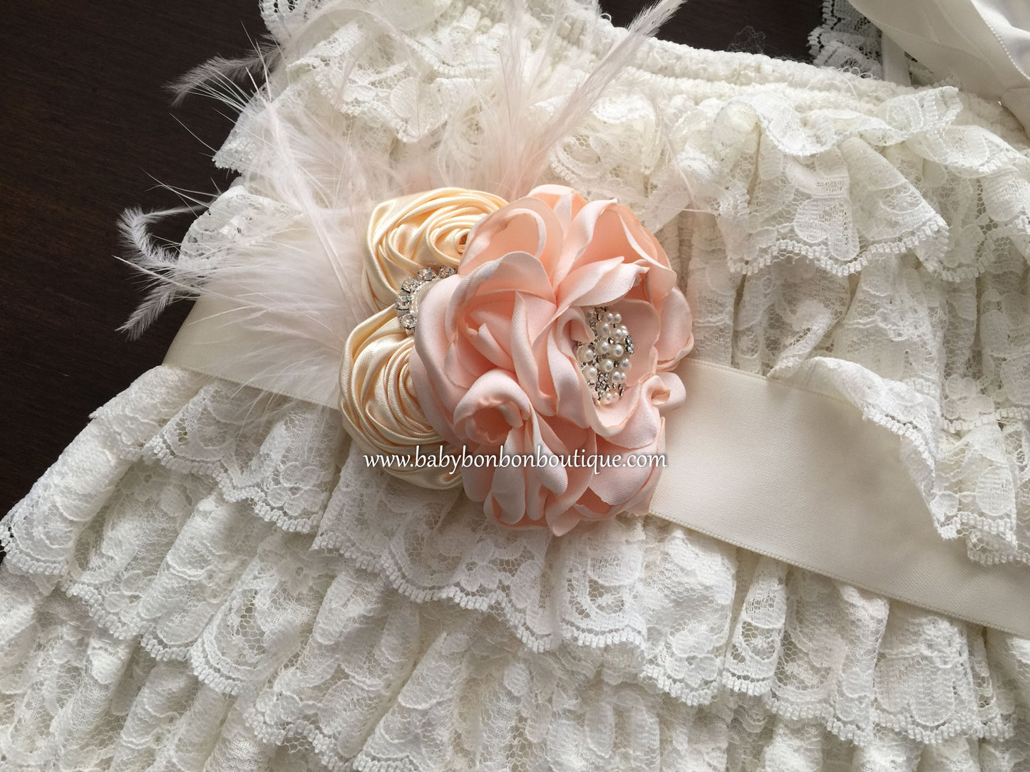 Blush and Creme Brulee Toddler Headband and Sash