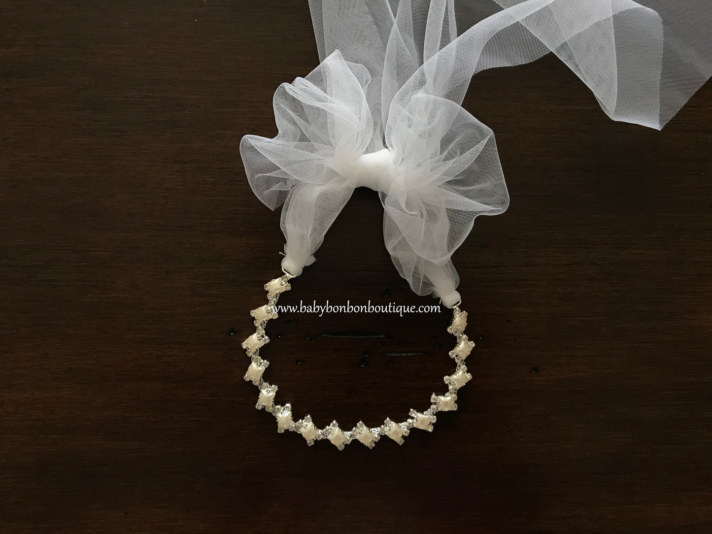 Baby Rhinestone & Pearl Headband, Angel Bow Rhinestone Headband