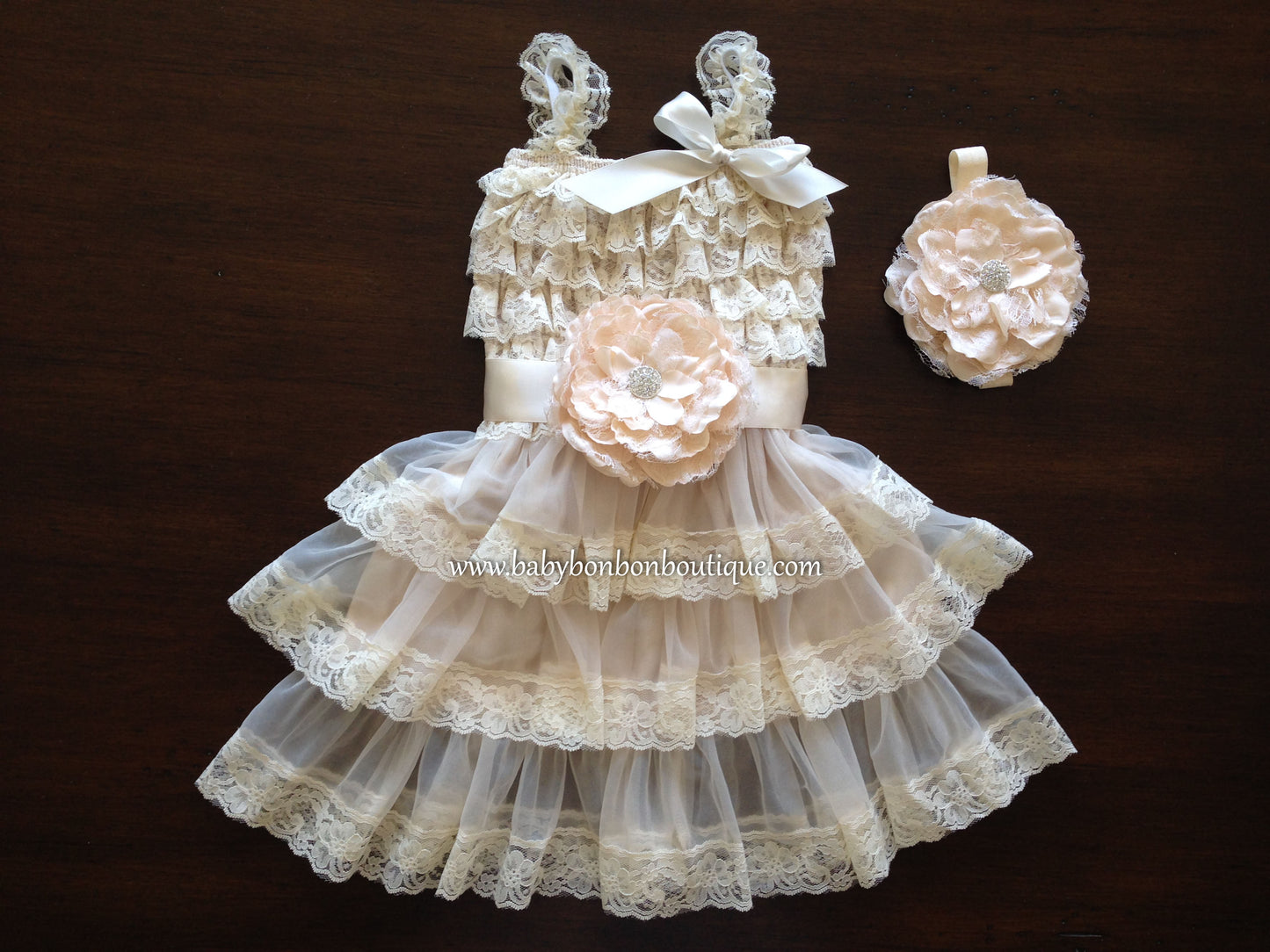 Ivory Lace Flower Girl Dress, Flower Girl Layered Dress