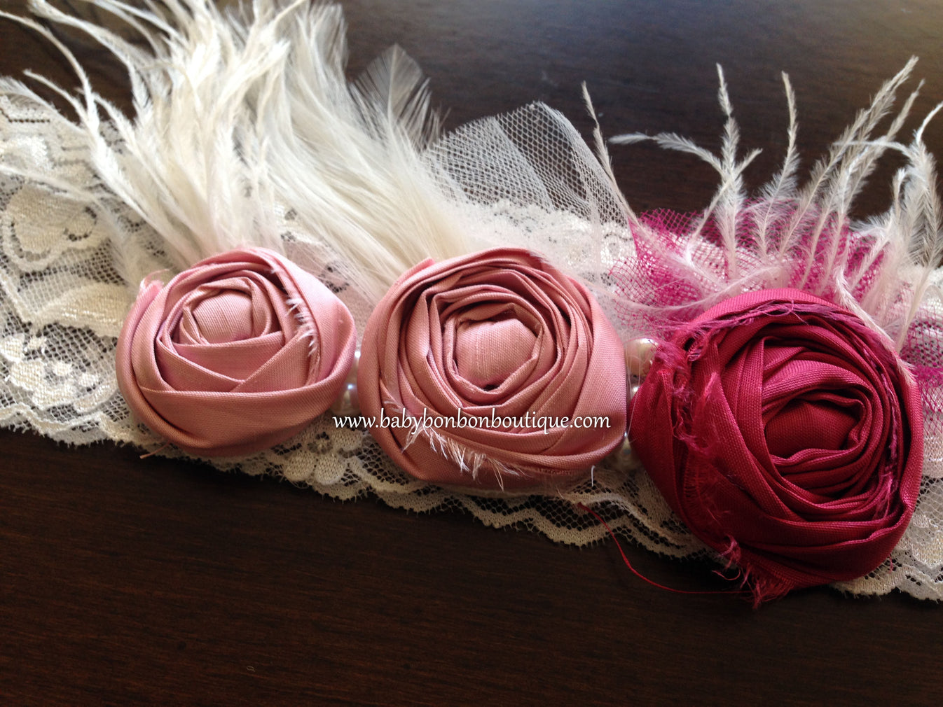 Baby Pink Vintage Rose Headband – Baby Fleurs Bonbon