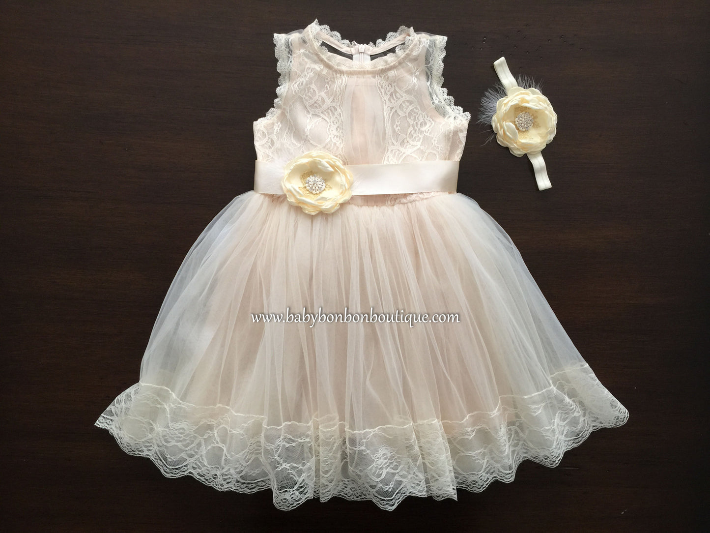 Lace Flower Girl Dress, Baby Baptism Dress