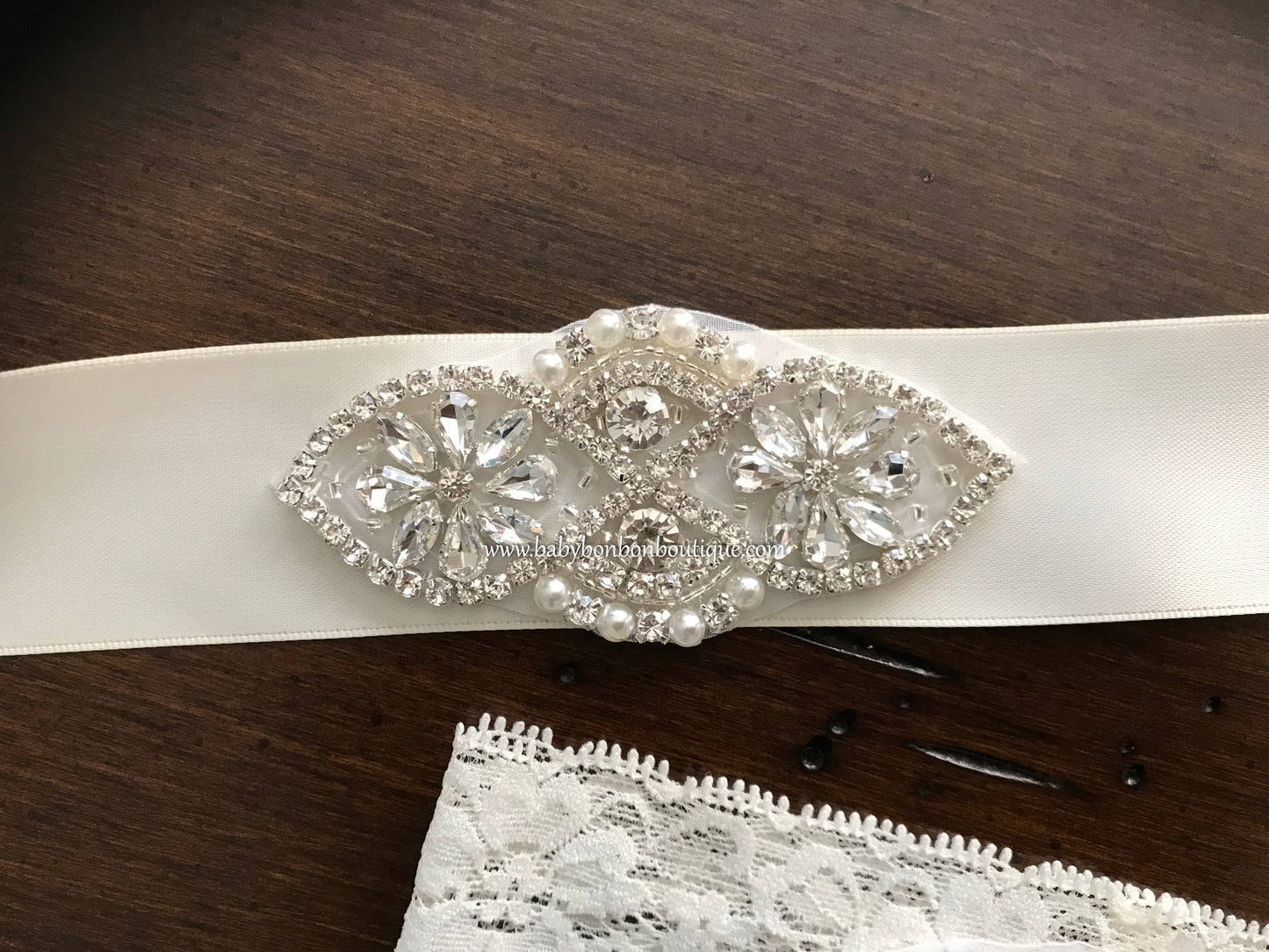 Baby Rhinestones Headband & Sash, Christening Rhinestones Headband