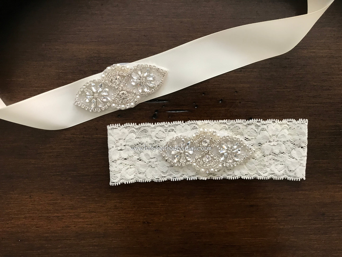 Baby Rhinestones Headband & Sash, Christening Rhinestones Headband