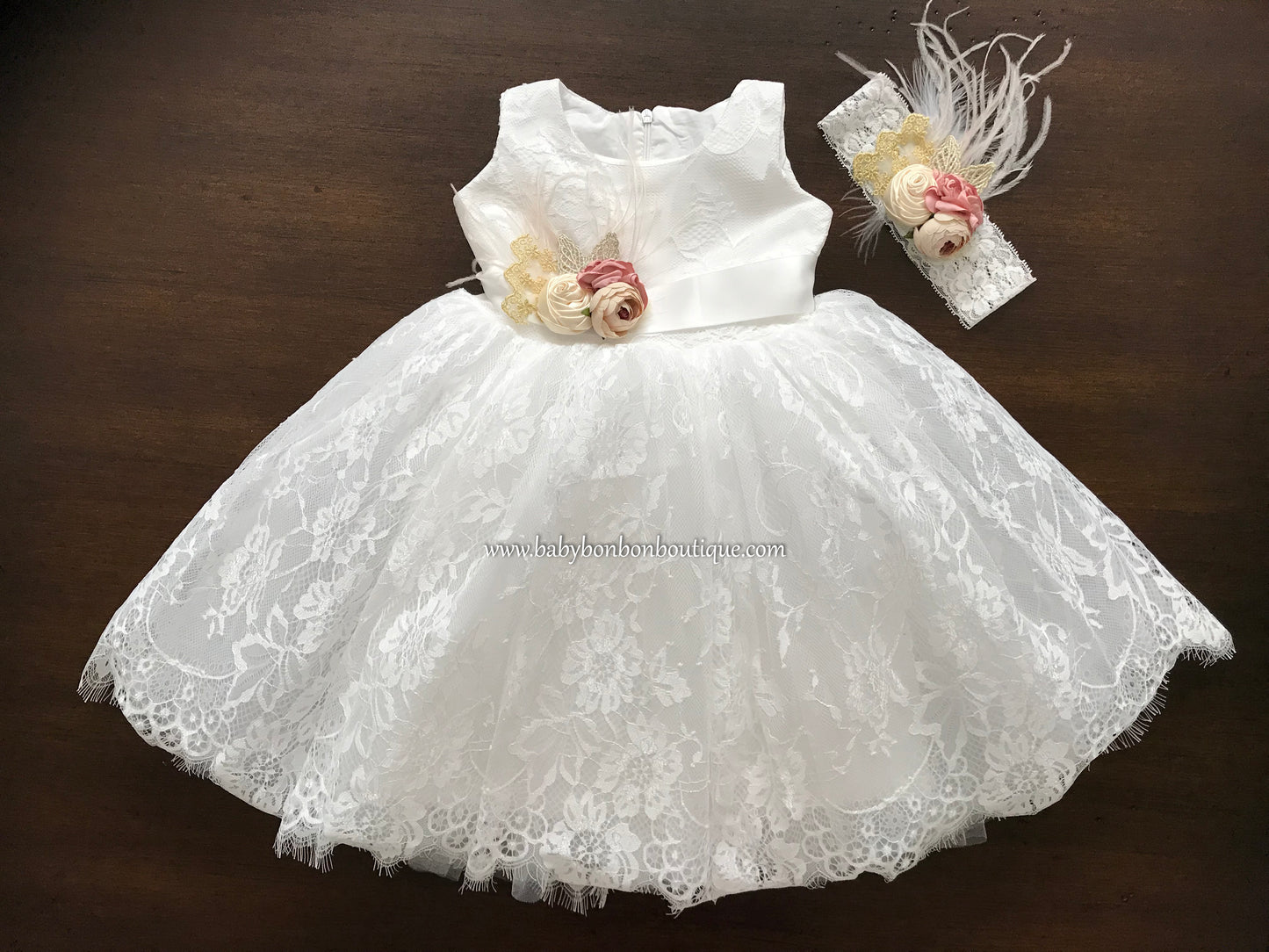 French White Christening Lace Dress