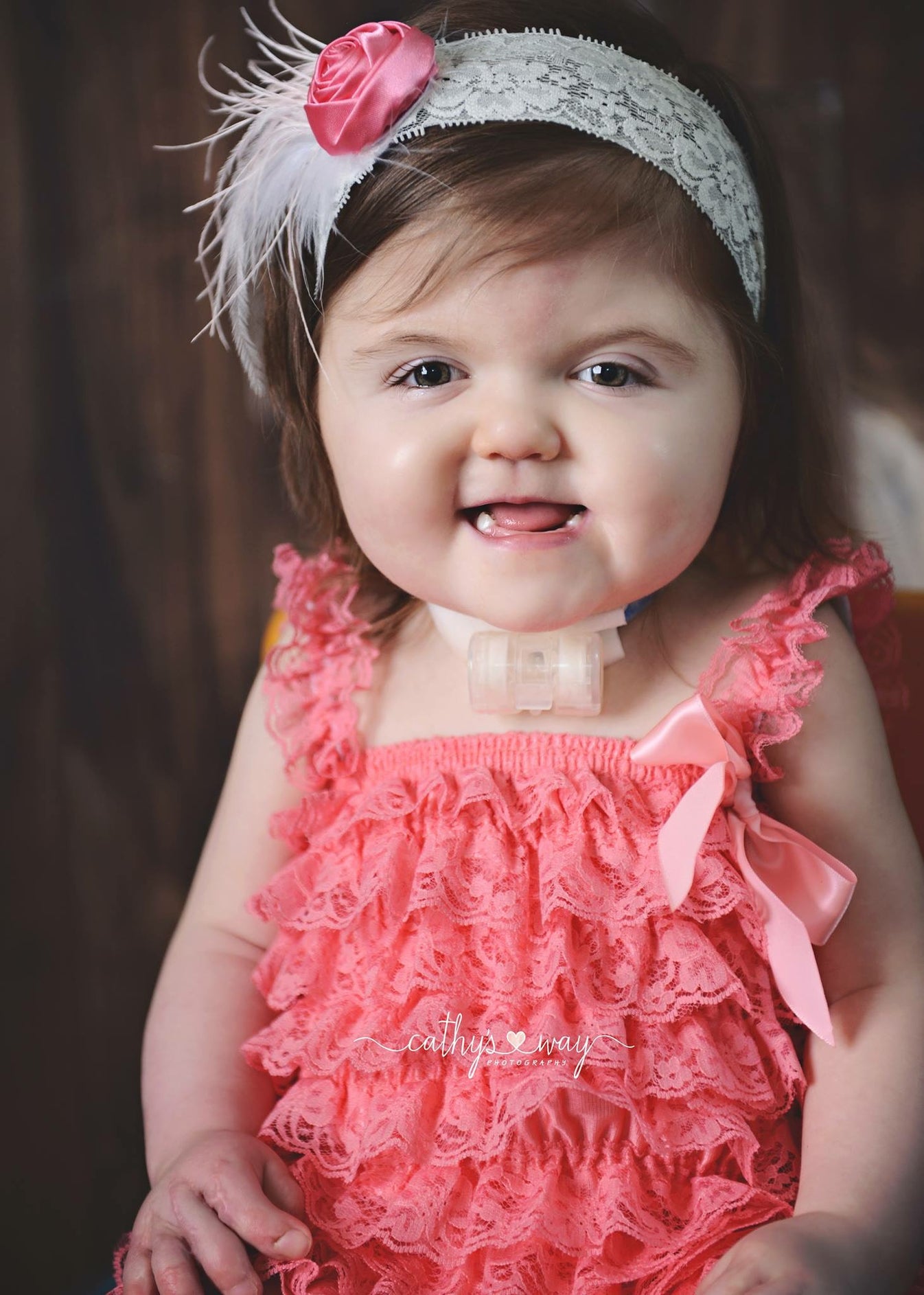 French Ivory Baby Lace Romper, Pink Lace Romper Baby Fleurs Bonbon