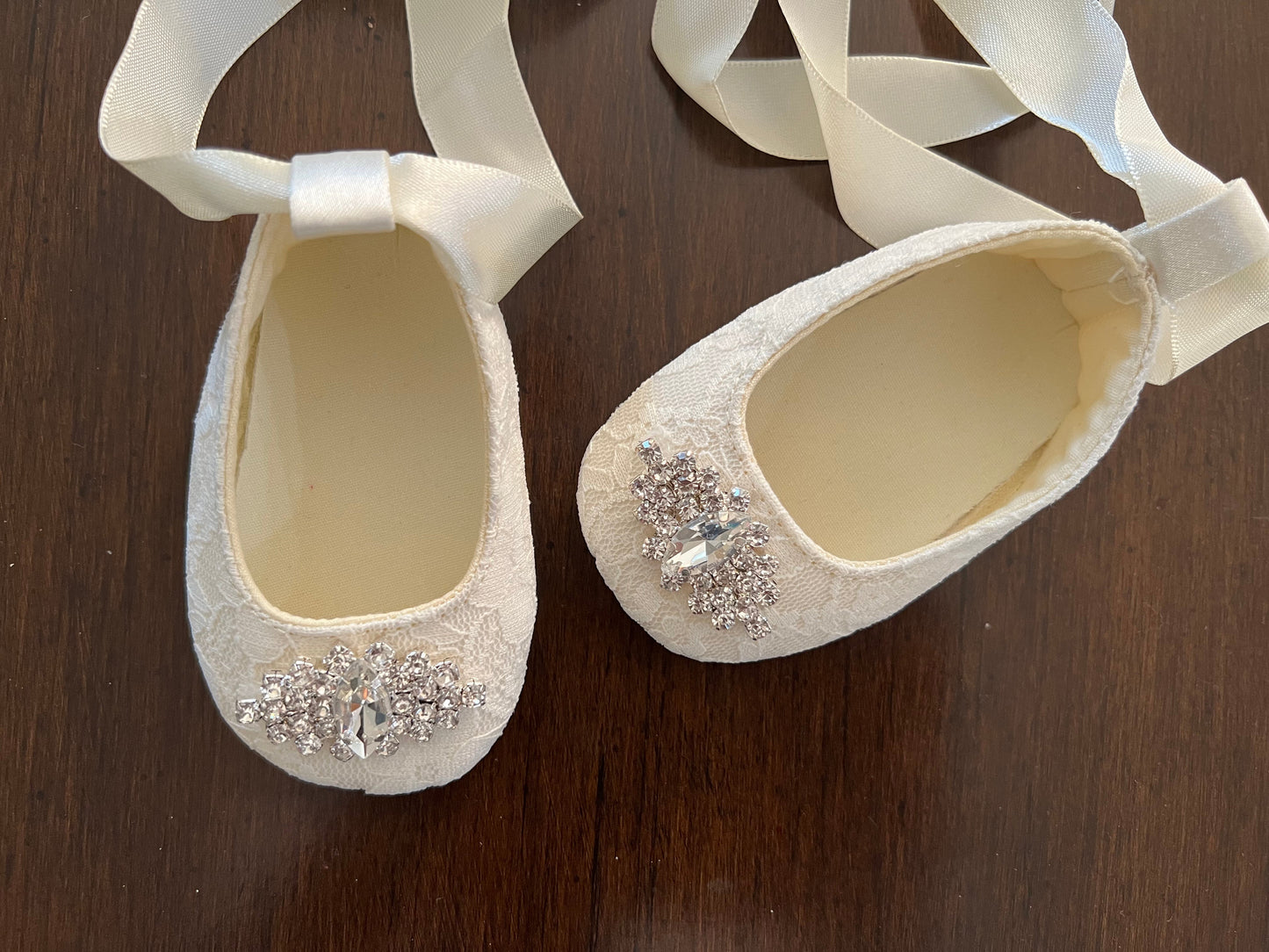 Baby Girl Ivory Baptism Shoes with Rhinestones